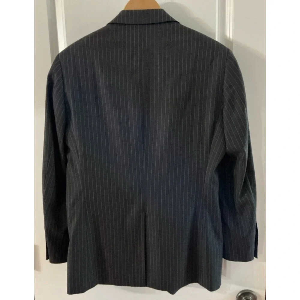 Mitsumine Blazer Jacket Loro Piana Super 130's‎ Wool Charcoal Pinstripe 38R (A5)